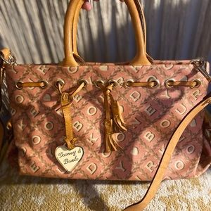 Dooney & Bourke vintage pink heart purse with brown leather accents